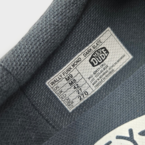 NIB Hey Dude Wally Funk Mono Men's Slip-On Shoes Dark Slate Size M9 New EU 42 * - Picture 12 of 12